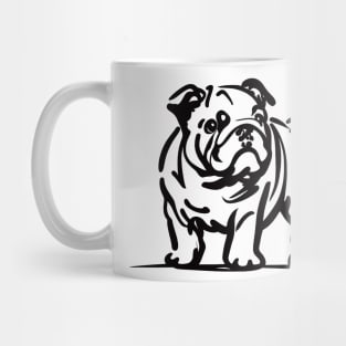 This is a simple black ink drawing of a bulldog Mug